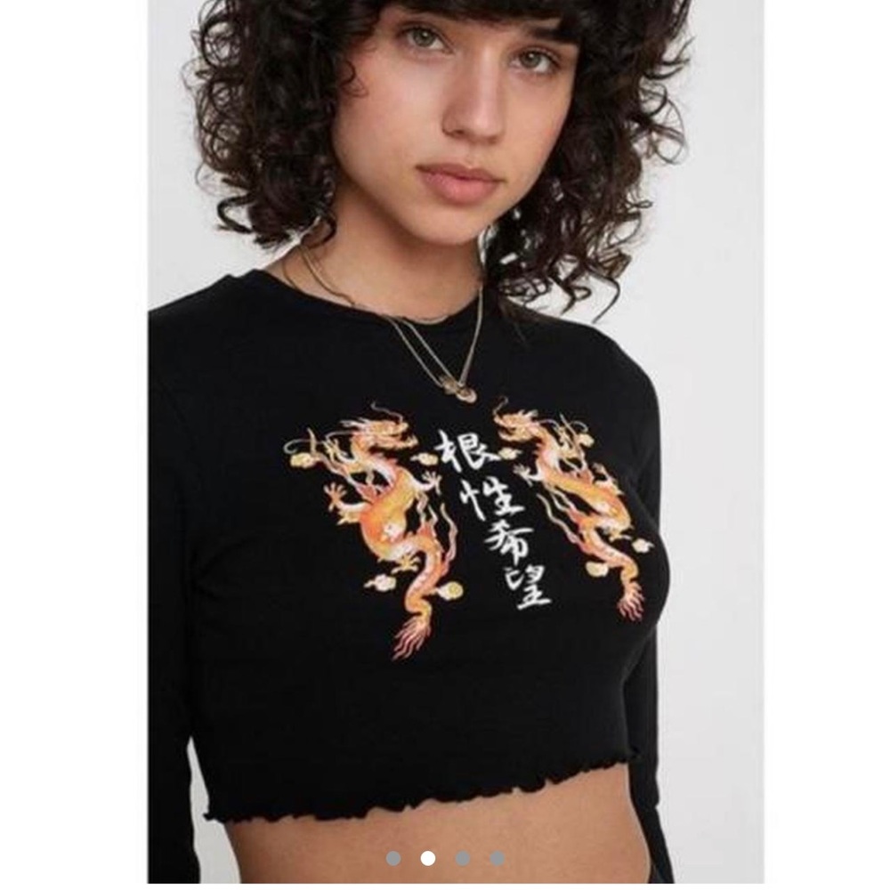 Urban Outfitters Dragon Cropped Long Sleeve Top
